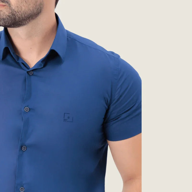 Camisa Slim Fit Manga Curta Ponto Zero