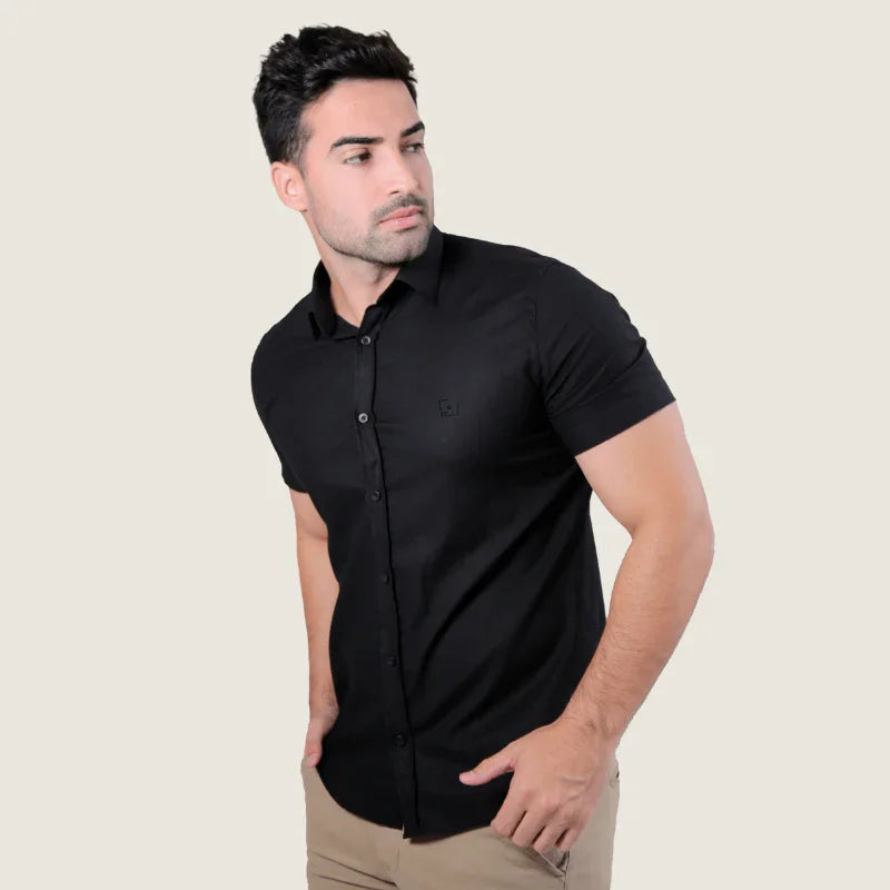 Camisa Slim Fit Manga Curta Ponto Zero